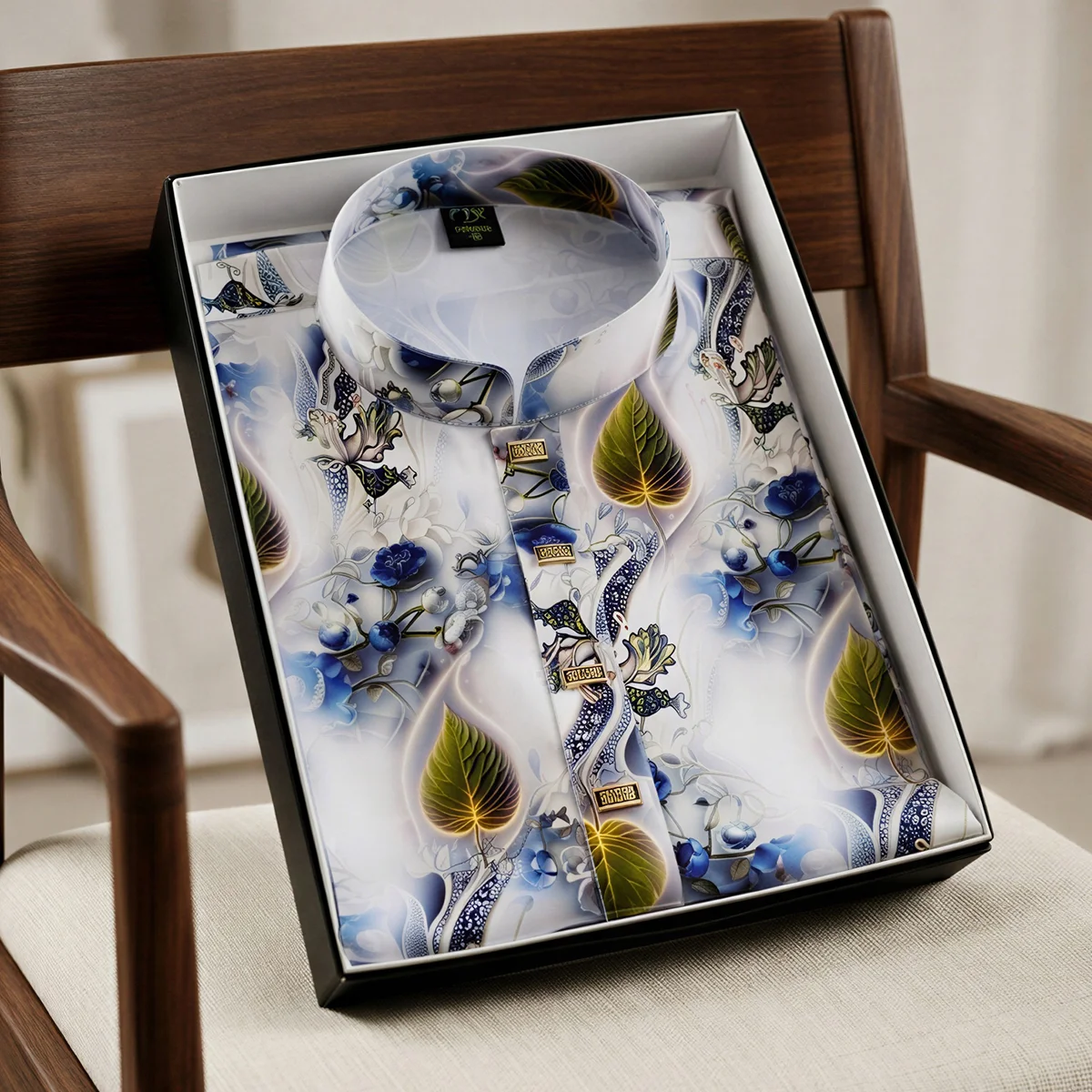 Chaina Stitch Panjabi (White & Blue print)