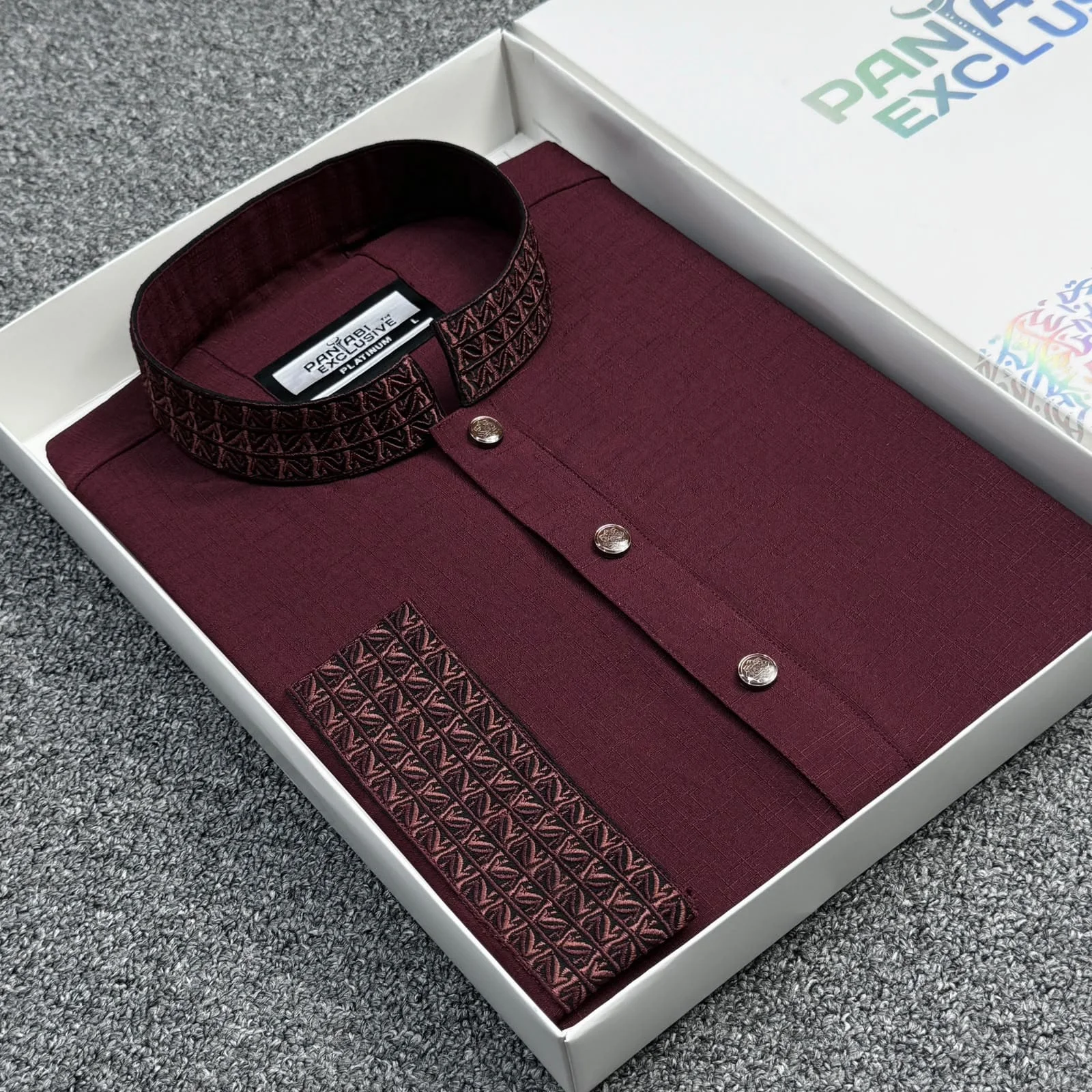 Chaina Slab cotton Panjabi( Deep Maroon)